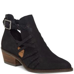 Lucky Brand Black Leather Forbas Moto Ankle Boots Size 10